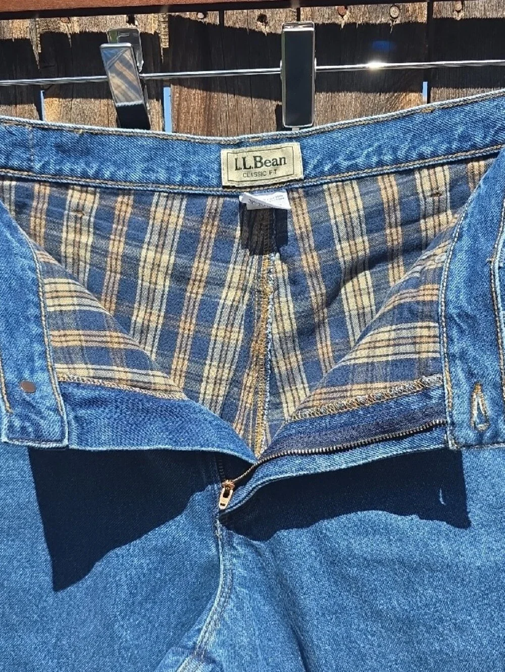 Vintage L.L. Bean 40x29 Classic 100% Cotton Blue Straight Jeans Flannel Lining